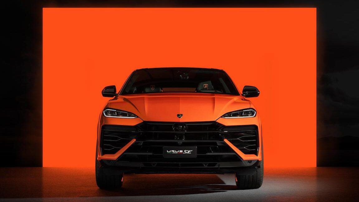 Orange Lamborghini Urus front view